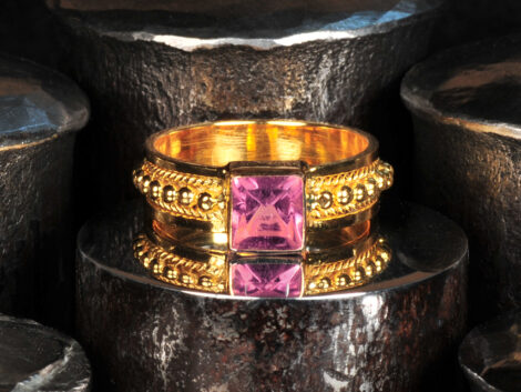 Pink Tourmaline & Gold Ring
