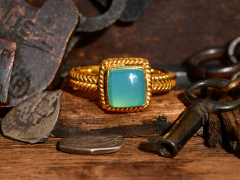 Peruvian Blue Opal & Gold Ring