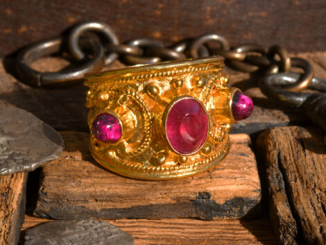 Ruby & Purple Garnet - Gold Ring
