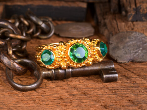 Green Tourmaline & Blue/Green Tourmaline Gold Ring