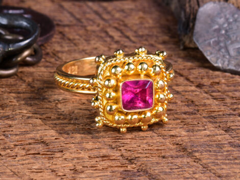 Pink Tourmaline & Gold Ring