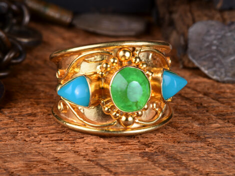 Tsavorite & Gem Silica Gold Ring