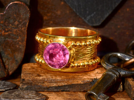 Pink Tourmaline & Gold Ring