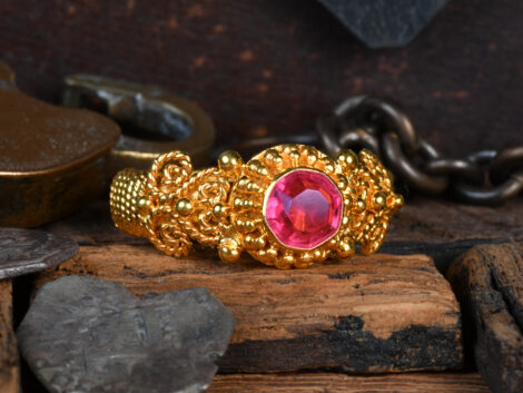 Pink Tourmaline & Gold Ring