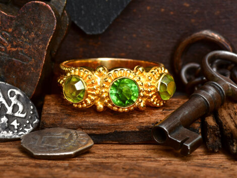 Green Tourmaline & Peridot Gold Ring