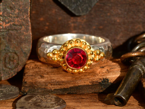 Red Tourmaline & Gold/Silver Ring