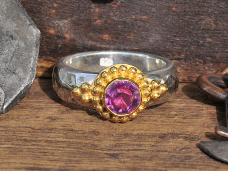 Pink Garnet & Gold/Silver Ring
