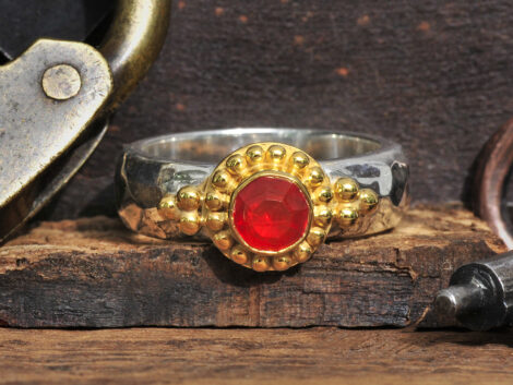 Mexican Fire Opal & Gold/Silver Ring