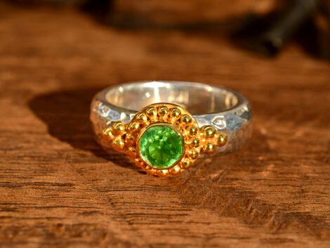 Green Tourmaline & Gold/Silver Ring