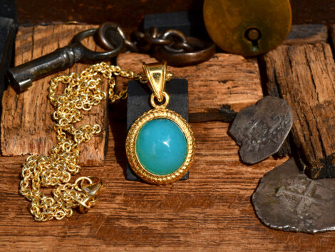 Blue Opal & Gold Pendant