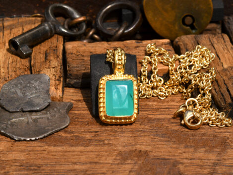 Blue Opal & Gold Pendant