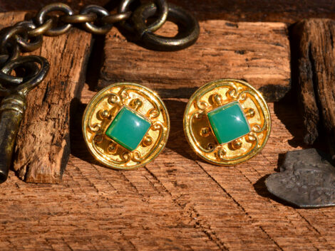 Chrysoprase & Gold Earrings