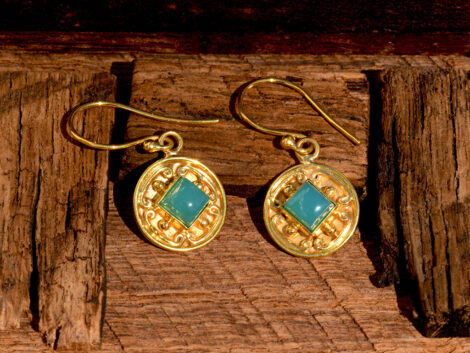 Gem Silica & Gold Earrings