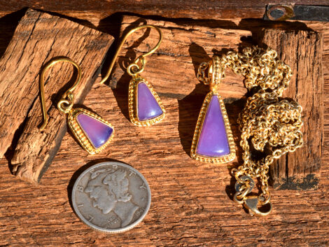 Holly Blue - Gold Earrings & Pendant Set