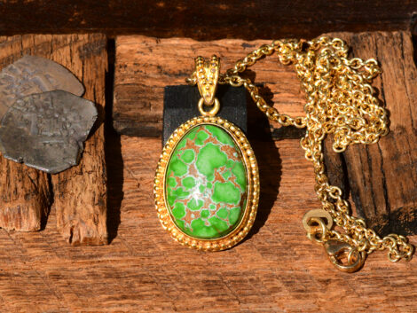 Carico Lake Turquoise & Gold Pendant