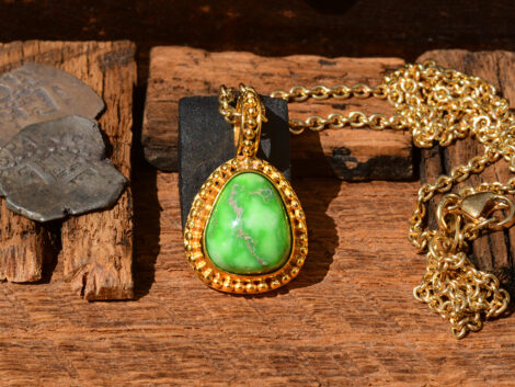 Carico Lake Turquoise & Gold Pendant