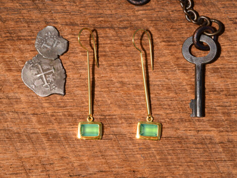 Blue/Green Tourmaline & Gold Earrings