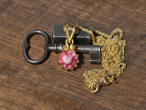 Pink Tourmaline & Gold Pendant