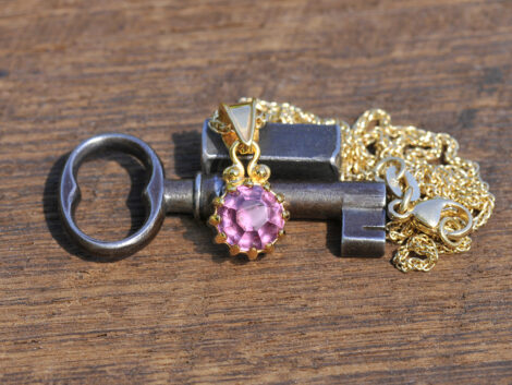 Pink Garnet & Gold Pendant