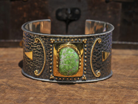 Carico Lake Turquoise, Sterling Silver & 18K Cuff Bracelet