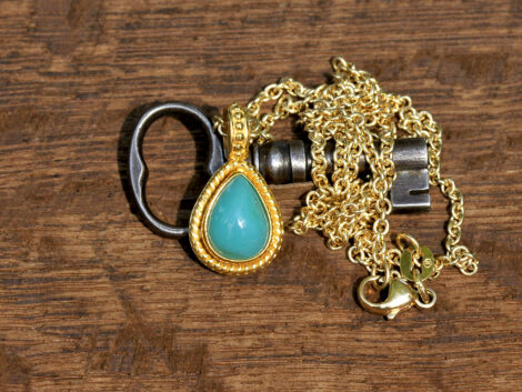 Gem Silica & Gold Pendant