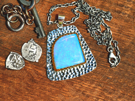 Australian Opal, Sterling Silver & Gold Pendant