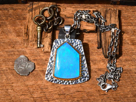 Australian Opal, Sterling Silver & Gold Pendant