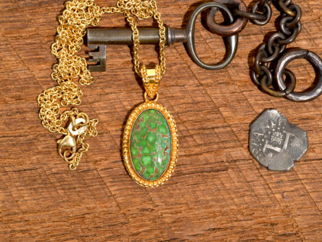 Carico Lake Turquoise & Gold Pendant