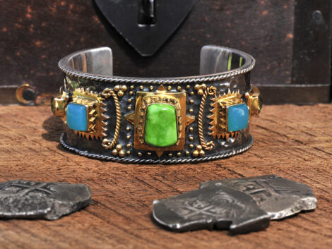Carico Lake Turquoise, Gem Silica & Chrysoberyl Cuff Bracelet