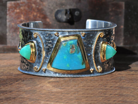Gem Silica & Chrysoprase Cuff Bracelet