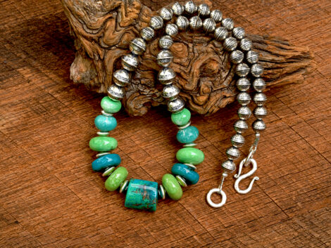Gem Silica, Gaspeite, Australian Variscite & Fox Turquoise Necklace